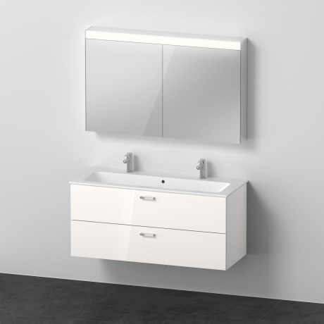 Duravit XBase Möbelwaschtisch mit Waschtischunterbau Weiß Hochglanz und Spiegelschrank 1230x490x200 mm , XB006704545