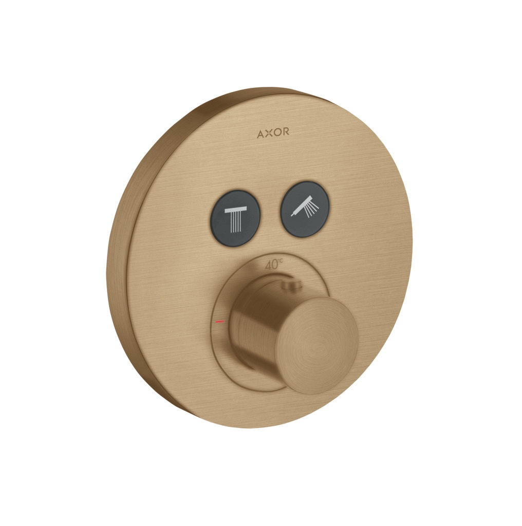 AXOR ShowerSolutions Thermostat Unterputz rund für 2 Verbraucher Brushed Bronze, 36723140