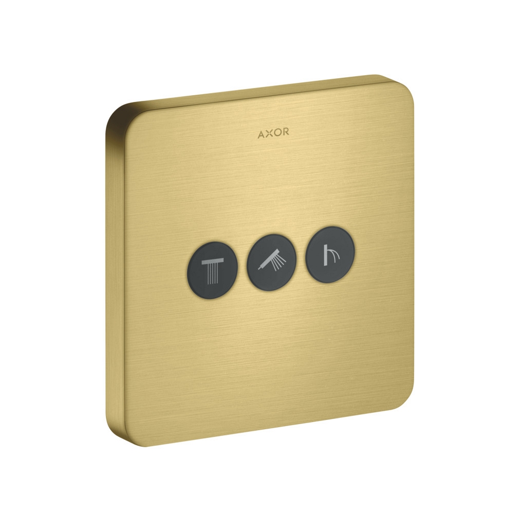 AXOR ShowerSelect Ventil Unterputz softsquare für 3 Verbraucher Brushed Brass, 36773950